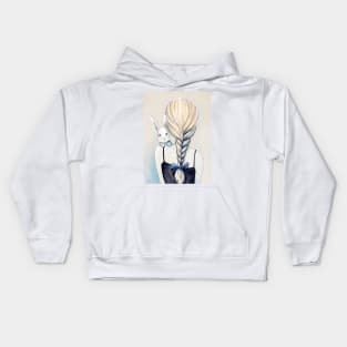 Drawing White Rabbit and Girl Kids Hoodie